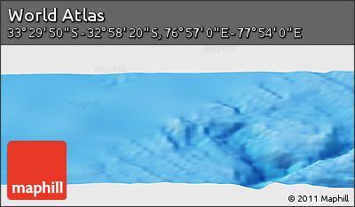 Physical Panoramic Map of the Area around 33° 14' 5" S, 77° 25' 30" E