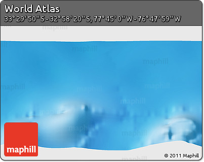 Physical 3D Map of the Area around 33° 14' 5" S, 77° 16' 30" W
