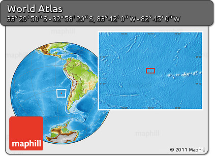 Physical Location Map of the Area around 33° 14' 5" S, 83° 13' 29" W