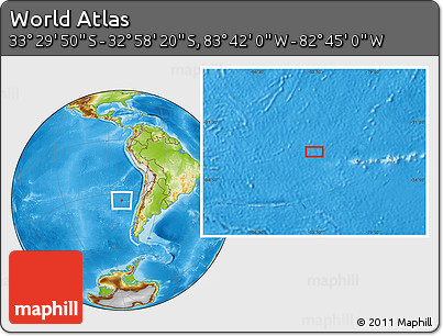 Physical Location Map of the Area around 33° 14' 5" S, 83° 13' 29" W