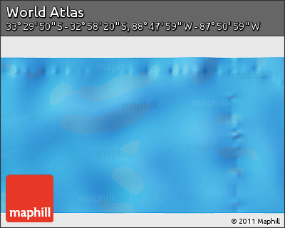 Physical 3D Map of the Area around 33° 14' 5" S, 88° 19' 29" W