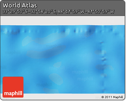 Physical 3D Map of the Area around 33° 14' 5" S, 88° 19' 29" W