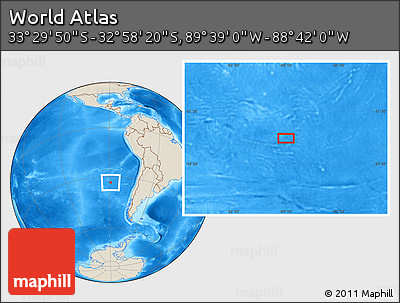 Shaded Relief Location Map of the Area around 33° 14' 5" S, 89° 10' 30" W