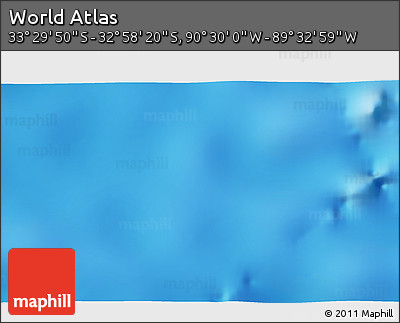 Physical 3D Map of the Area around 33° 14' 5" S, 90° 1' 30" W