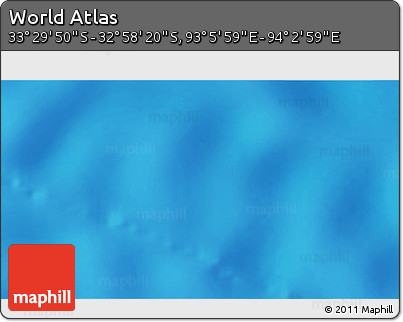Physical 3D Map of the Area around 33° 14' 5" S, 93° 34' 29" E