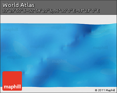 Physical 3D Map of the Area around 33° 14' 5" S, 96° 58' 29" E