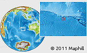 Physical Location Map of the area around 33° 14' 5" S, 96° 58' 29" E
