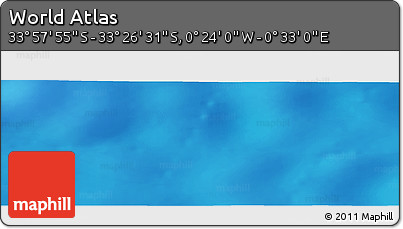 Physical Panoramic Map of the Area around 33° 42' 13" S, 0° 4' 30" E
