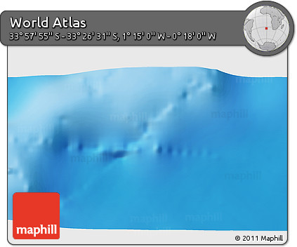 Physical 3D Map of the Area around 33° 42' 13" S, 0° 46' 30" W