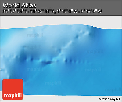 Physical 3D Map of the Area around 33° 42' 13" S, 0° 46' 30" W