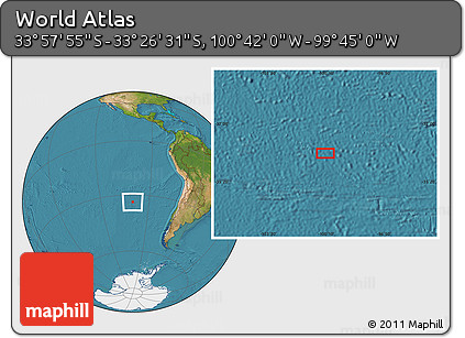 Satellite Location Map of the Area around 33°&nbsp;42'&nbsp;13"&nbsp;S,&nbsp;100°&nbsp;13'&nbsp;29"&nbsp;W