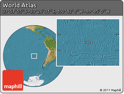 Satellite Location Map of the Area around 33°&nbsp;42'&nbsp;13"&nbsp;S,&nbsp;100°&nbsp;13'&nbsp;29"&nbsp;W