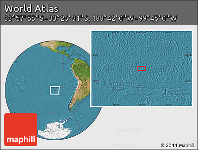Satellite Location Map of the Area around 33°&nbsp;42'&nbsp;13"&nbsp;S,&nbsp;100°&nbsp;13'&nbsp;29"&nbsp;W
