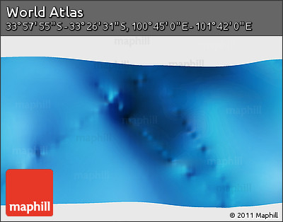 Physical 3D Map of the Area around 33° 42' 13" S, 101° 13' 29" E