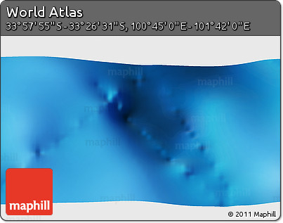 Physical 3D Map of the Area around 33° 42' 13" S, 101° 13' 29" E