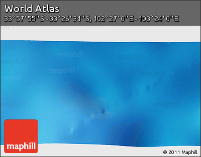Physical 3D Map of the Area around 33° 42' 13" S, 102° 55' 30" E