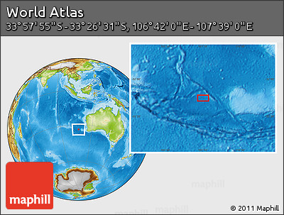 Physical Location Map of the Area around 33° 42' 13" S, 107° 10' 30" E
