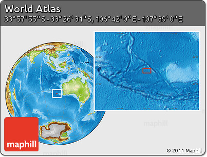 Physical Location Map of the Area around 33° 42' 13" S, 107° 10' 30" E