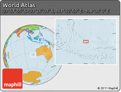 Political Location Map of the Area around 33° 42' 13" S, 108° 1' 30" E