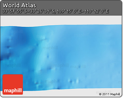Physical 3D Map of the Area around 33° 42' 13" S, 109° 43' 29" E
