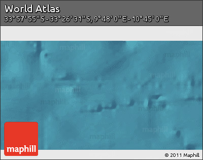 Satellite 3D Map of the Area around 33° 42' 13" S, 10° 16' 30" E