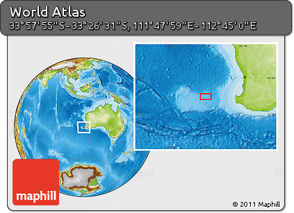 Physical Location Map of the Area around 33° 42' 13" S, 112° 16' 30" E