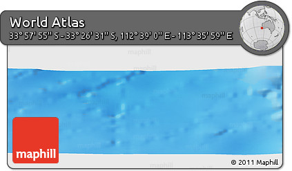 Physical Panoramic Map of the Area around 33° 42' 13" S, 113° 7' 30" E