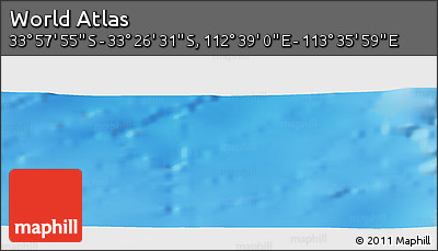 Physical Panoramic Map of the Area around 33° 42' 13" S, 113° 7' 30" E