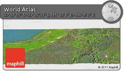 Satellite Panoramic Map of the Area around 33° 42' 13" S, 115° 40' 30" E