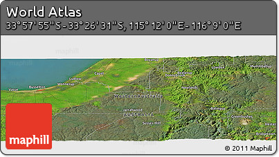 Satellite Panoramic Map of the Area around 33° 42' 13" S, 115° 40' 30" E