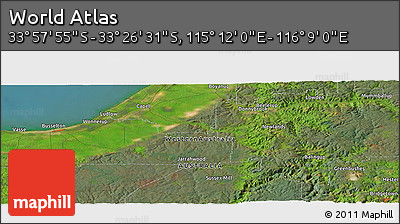 Satellite Panoramic Map of the Area around 33° 42' 13" S, 115° 40' 30" E