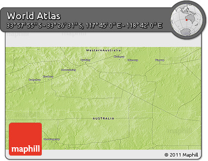 Physical 3D Map of the Area around 33° 42' 13" S, 118° 13' 29" E