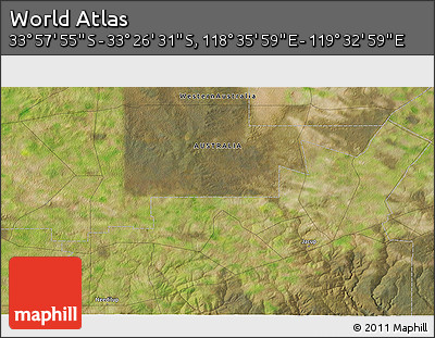 Satellite 3D Map of the Area around 33° 42' 13" S, 119° 4' 29" E
