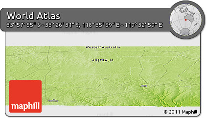 Physical Panoramic Map of the Area around 33° 42' 13" S, 119° 4' 29" E