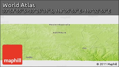Physical Panoramic Map of the Area around 33° 42' 13" S, 119° 4' 29" E
