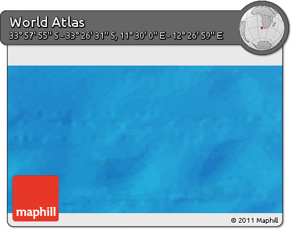 Physical 3D Map of the Area around 33° 42' 13" S, 11° 58' 29" E