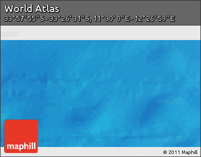 Physical 3D Map of the Area around 33° 42' 13" S, 11° 58' 29" E