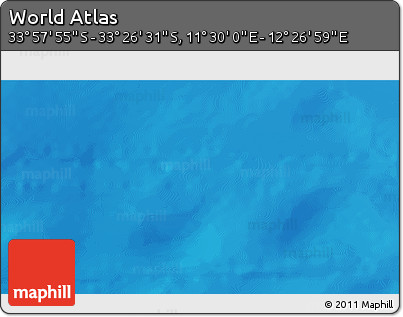Physical 3D Map of the Area around 33° 42' 13" S, 11° 58' 29" E