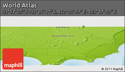 Physical Panoramic Map of the Area around 33° 42' 13" S, 123° 19' 29" E
