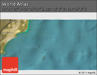 Satellite 3D Map of the Area around 33° 42' 13" S, 124° 10' 30" E