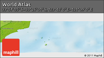 Physical Panoramic Map of the Area around 33° 42' 13" S, 124° 10' 30" E