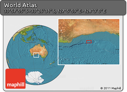 Satellite Location Map of the Area around 33° 42' 13" S, 127° 34' 30" E