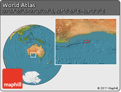 Satellite Location Map of the Area around 33° 42' 13" S, 127° 34' 30" E