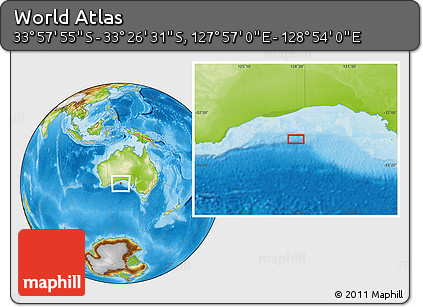 Physical Location Map of the Area around 33° 42' 13" S, 128° 25' 30" E