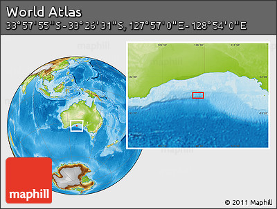 Physical Location Map of the Area around 33° 42' 13" S, 128° 25' 30" E