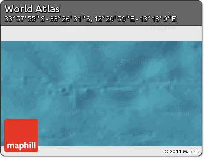 Satellite 3D Map of the Area around 33° 42' 13" S, 12° 49' 29" E