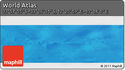 Physical Panoramic Map of the Area around 33° 42' 13" S, 12° 49' 29" E