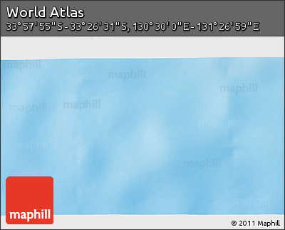 Physical 3D Map of the Area around 33° 42' 13" S, 130° 58' 29" E