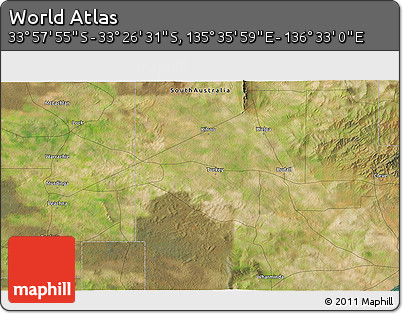 Satellite 3D Map of the Area around 33° 42' 13" S, 136° 4' 29" E
