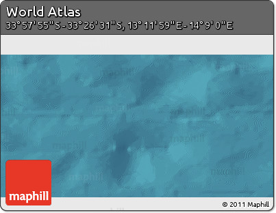 Satellite 3D Map of the Area around 33° 42' 13" S, 13° 40' 30" E